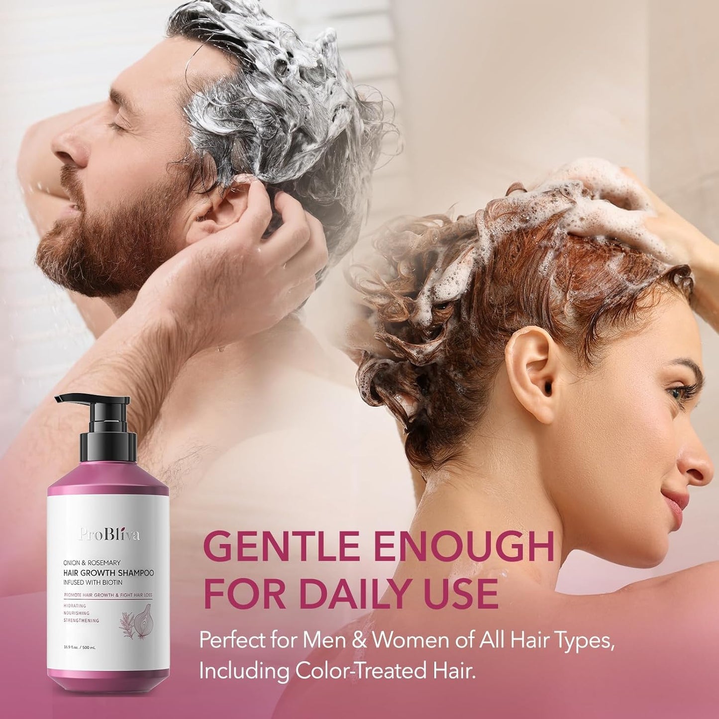 ProBliva Onion Shampoo and Conditioner Set: Rosemary and Biotin Infused for Thinning Hair and Hair Loss – Strengthens, Nourishes & Promotes Thicker, Healthier Hair for Women and Men