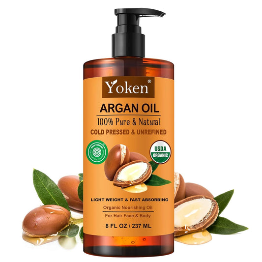 Argan Oil for Hair, Pure and Natural Morocco Argan Oil, Argon Oil For Hair, Scalp, Face & Skin Care, 100% Cold Pressed Hair Conditioner, Unrefined Argon Nails Carrier Oil (8 Fl Oz)