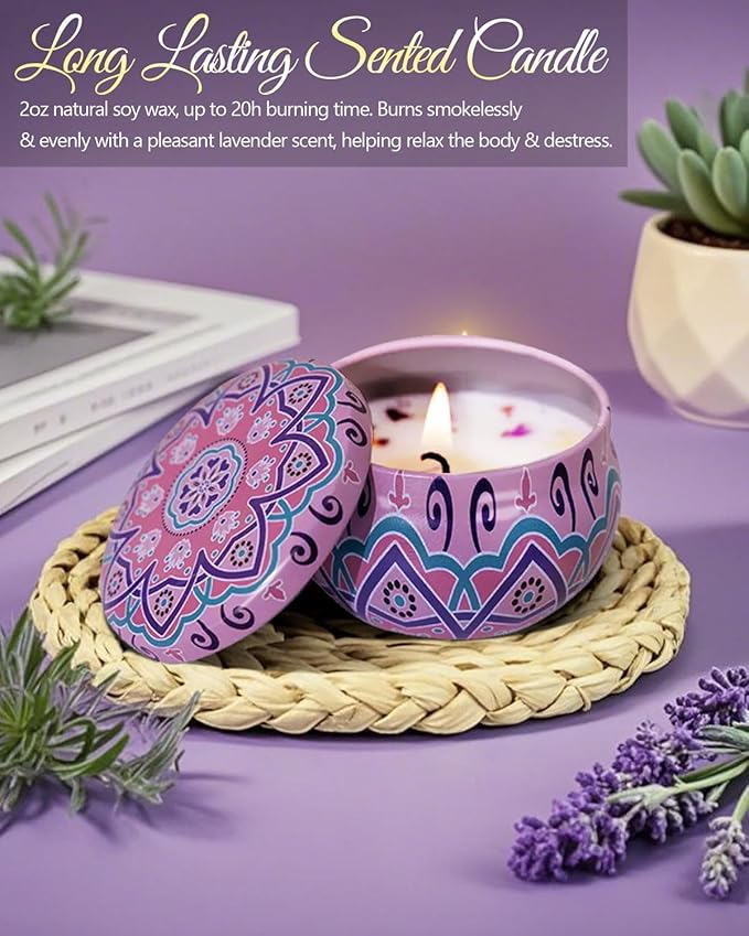 Spa Gift Baskets for Women - 11-Piece Self Care Kit with Soy Candle, Bath Salts, Purple Blanket, Insulated Tumbler, Eye Mask & More – Unique Mothers Day, Birthday, or Get Well Soon Gifts for Women