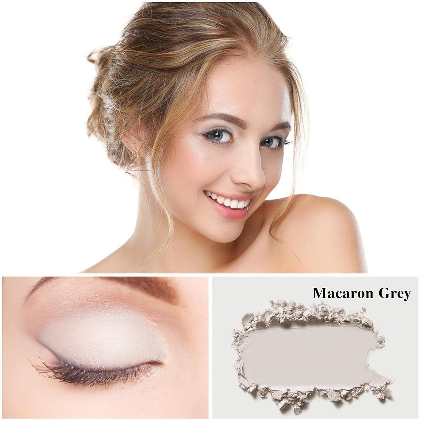 MEICOLY Macaron Gray Grey Single Eyeshadow with Mirror,Matte Eye Shadow for Halloween Makeup,Pressed Powder Eyeshadow,Matte Shade Eyelid Color Eye Makeup for,High Pigment,Long Wear,Waterproof