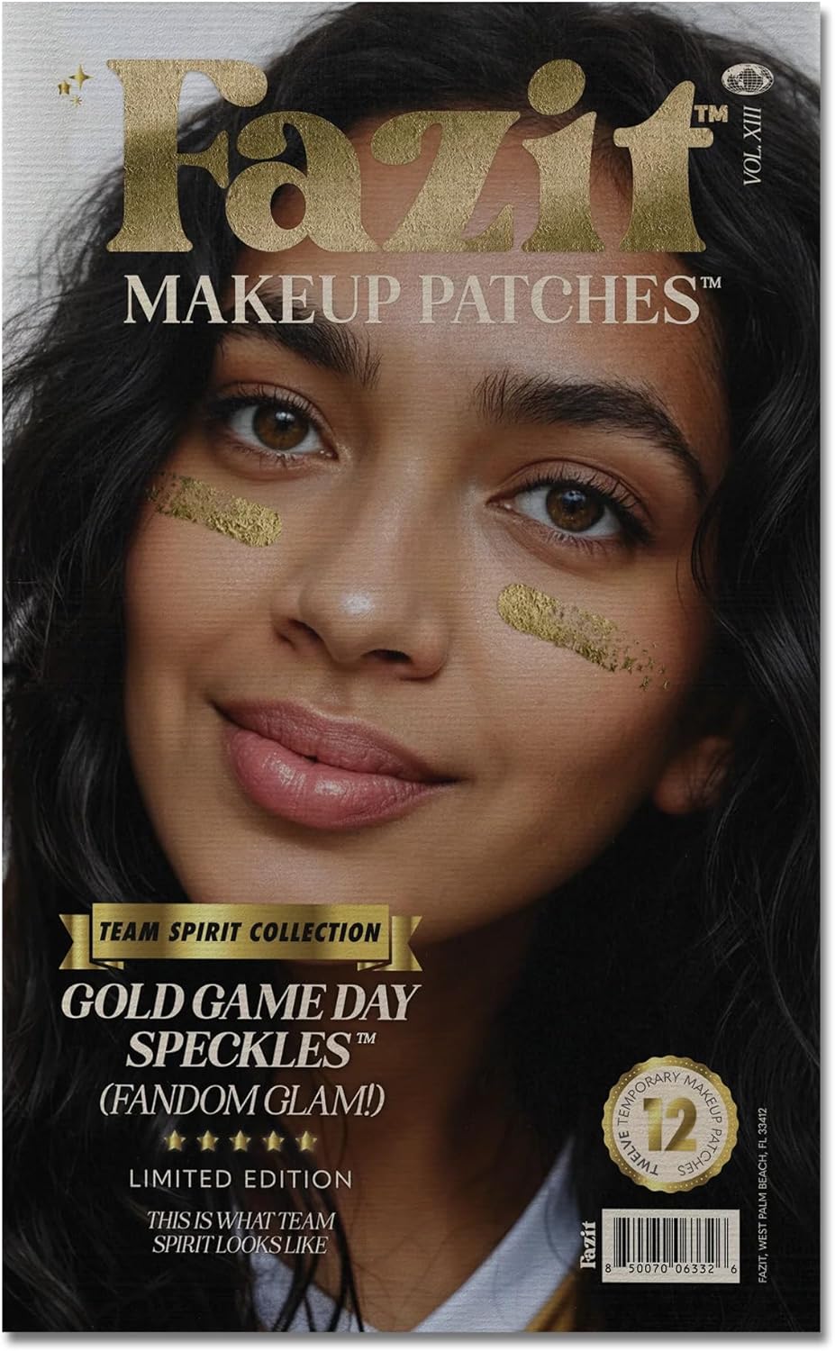 Fazit Makeup Patches - Gold Game Day Speckles - Glow Up Make-Up Patches - Cute Glitter Makeup Accessories for Women - Cosmetic Glitter for Face