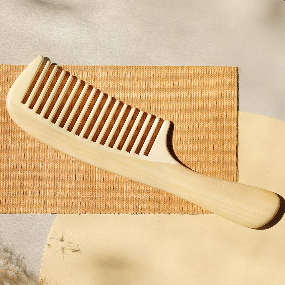 TAN MUJIANG Wood Wide Tooth Hair Comb for Curly Hair Natural Water Boxwood Anti-static YHSHY0202