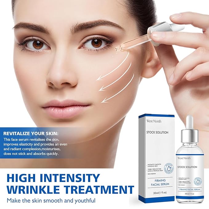 West Month Firming Facial Serum, Skincare Stock Solution, Stock Solution Facial Serum, Reduce Fine Lines Skin-Smooth Looking Skin, Deep Wrinkle Repair Serum, Suitable for All Skin Types(2PC)