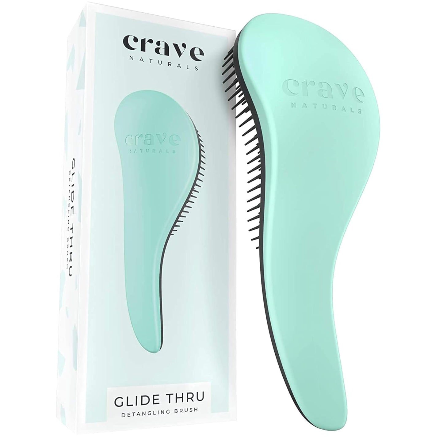 Crave Naturals Biggie Glide Thru Hair Brush - Detangler Brush for Curly, Straight, Wet or Dry Hair - Gentle Detangling Brushes for Adults, Kids, Toddlers - Hair Accessories for Women, 8.4"x3.4" - Mint