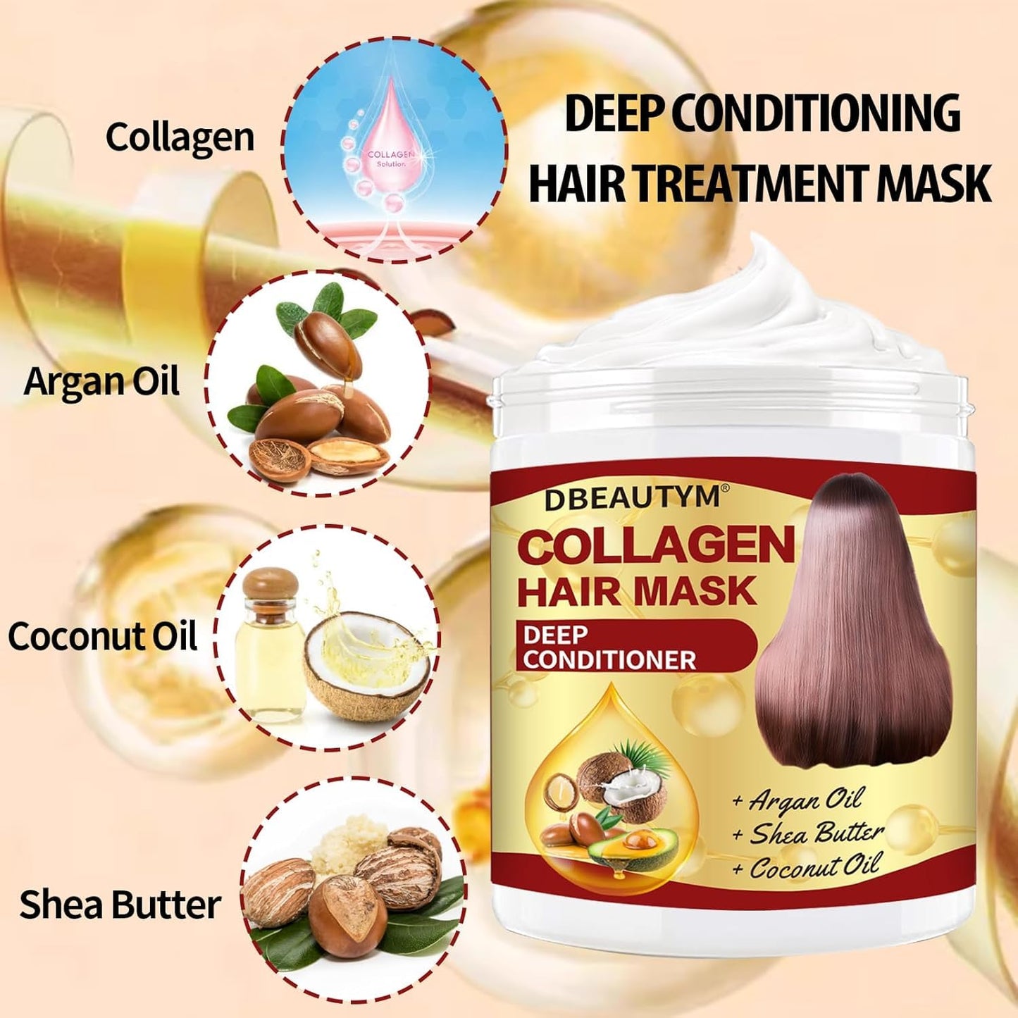 Collagen Hair Treatment Hair Mask & Rosemary Hair Growth Oil,Deep Conditioner Hydrating Hair Mask for Dry Damaged Hair,Hair Growth Oil for Hair Loss,Natural Hair Regrowth Treatment for Men and Women