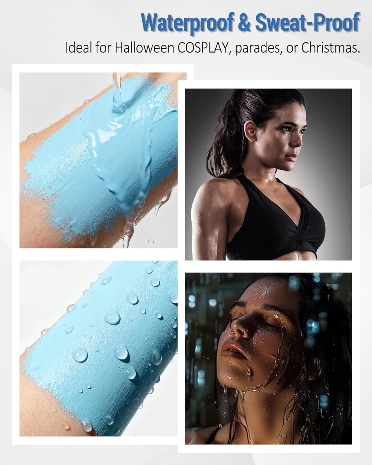 Blue Face Paint Stick, Waterproof Highly Pigmented Full Blue Face Paint for Adults, Eye Black Stick for Baseball Football Sports, Body Painting for SFX Cosplay Halloween Makeup-04