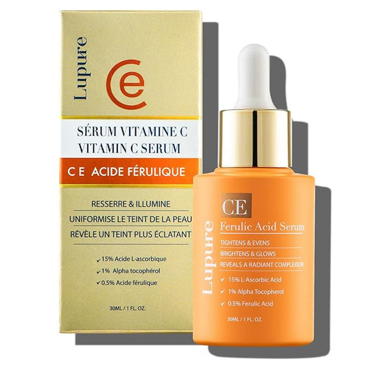 Vitamin C Face Serum: Anti Aging Facial Super Vit C Serum with Ferulic Acid Pure L-Ascorbic Acid, Vitamin E and Hyaluronic Acid for Dark Spots - 1 Fl Oz