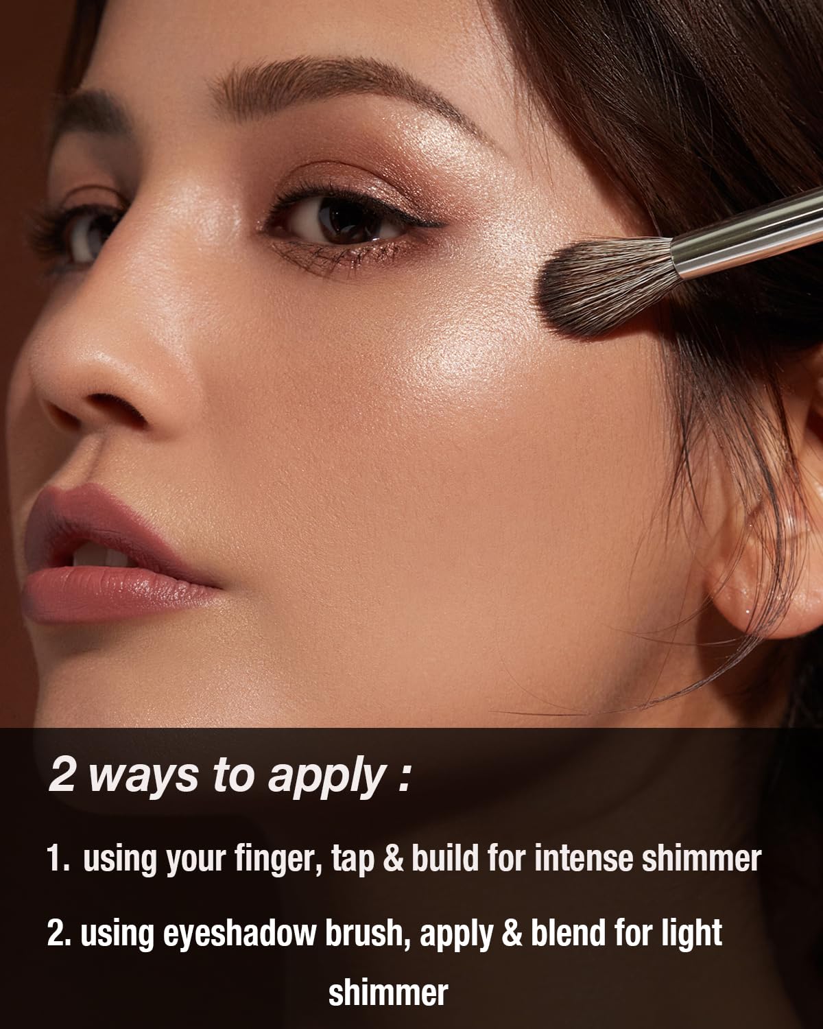 Glitter Shimmer Eyeshadow, Pigmented, Soft, Smooth Formula, Blendable Sparkly Eye Shadow Eyeliner Makeup, Long-lasting Metallic and Shimmer Finish, Brown Champagne