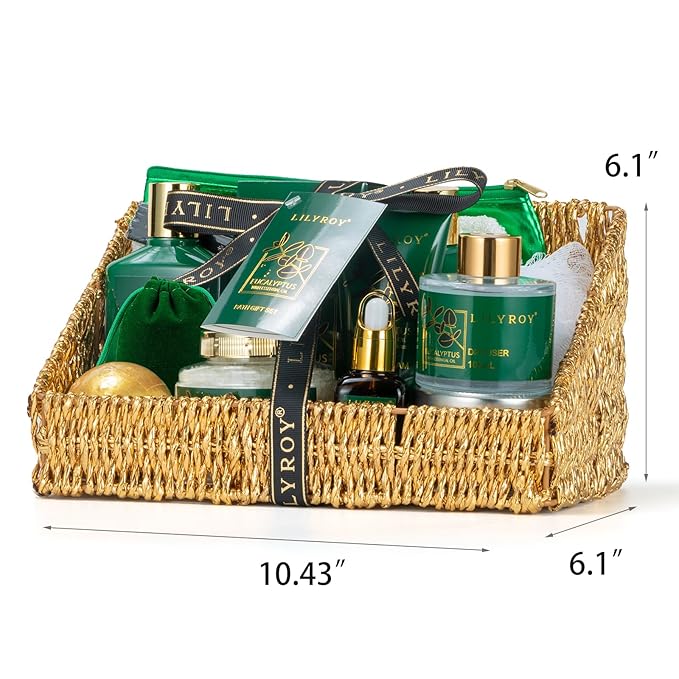 Mothers Day Relaxation Gift Basket - 15-Piece Premium Eucalyptus Bath Gift Set for Women & Men - Spa Kit with Shower Gel Ideal for Birthday, Christmas, Father’s Day, Perfect for Holidays & Self Care