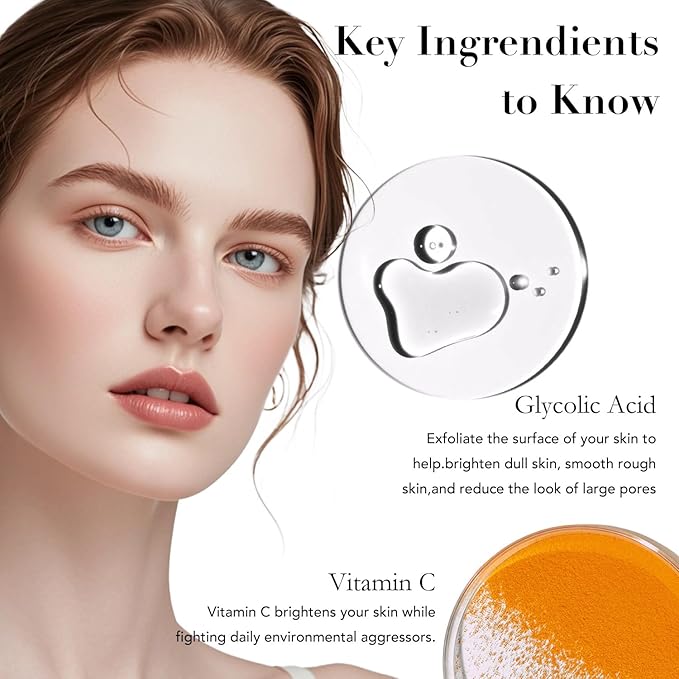 Daily Essential Skincare Set, Glycolic Acid+Vitamin C Facial Skin Care Sets & Kits, 5 In 1 Skin Care Gifts for Women w/Exfoliates Face Wash, Toner, Serum, Moisturizer, and Mask, Vegan & Cruelty-Free