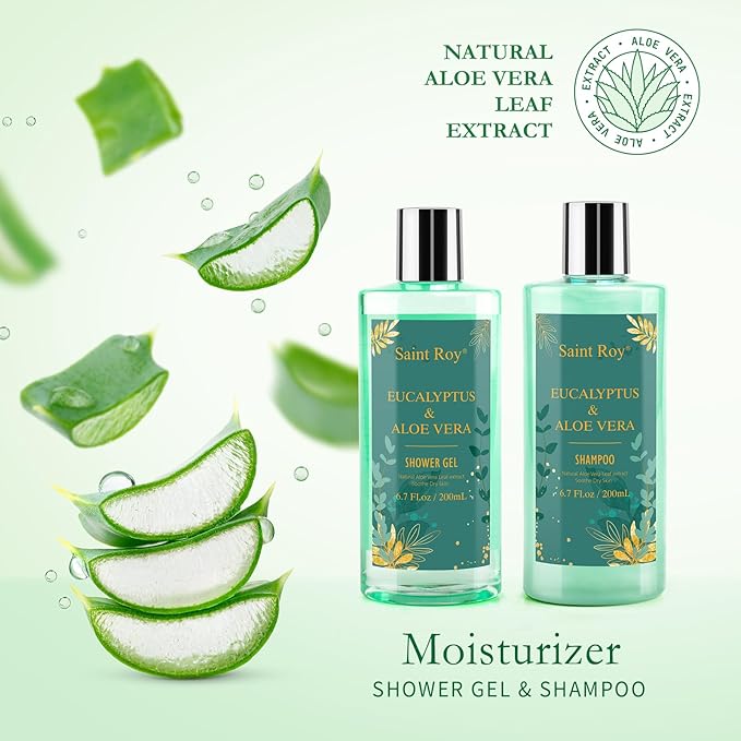 Mother's Day Gift for Mom bath and body Gifts for Her & him Gift Baskets for Women - Saint Roy Eucalyptus & Aloe Vera Scented Birthday Gifts for Women,8 pcs Spa Gift Set, Mother's Father Day