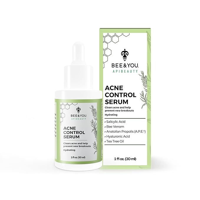 BEE and YOU Acne Treatment with Salicylic Acid, Bee Venom and 100% Natural Propolis Extract Acne Serum for Face and Body to Control and Clear Breakouts |1 Ounce