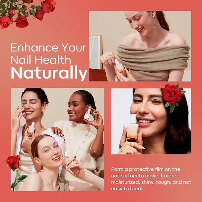 modelones Cuticle Oil for Nails Rose Nail Oil for Growth and Strength Nail Growth Oil Cuticle Care Quick Dry Nail Care Moisturize and Strengthen Damaged Nails 15ml 0.5Fl Oz