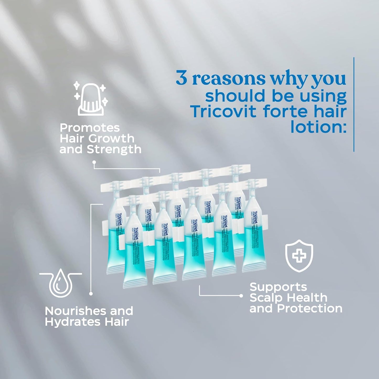 Tricovit Forte Hair Loss Treatment - Hair Growth Products for Women & Men Developed by Dermatologists - DHT Blocker & Sebum Regulator for Strengthening Follicles & Balancing Scalp (5 Ampoules)