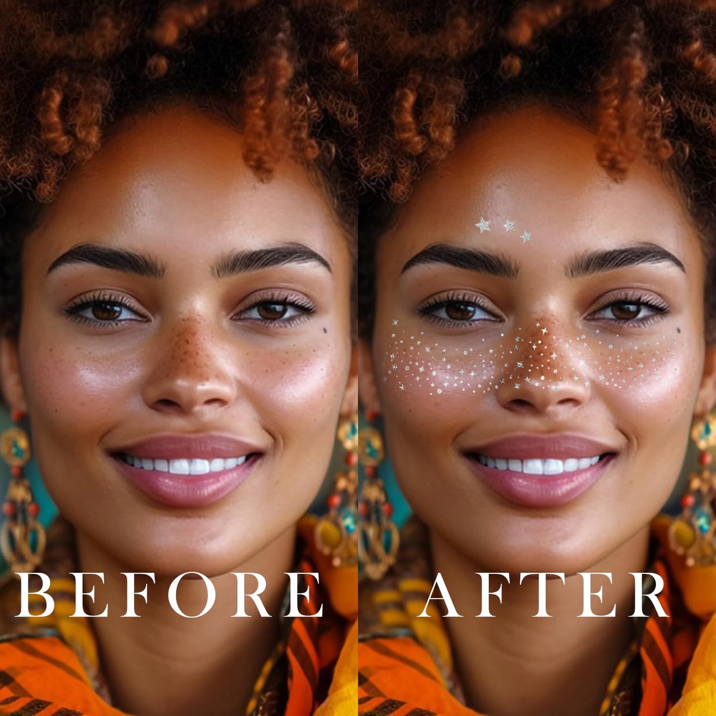 8 Pcs Silver Face Makeup Patches, Silver Glitter Freckles Face Tattoo, Glitter Freckles, Sparkle Makeup Patches, Waterproof Face Glitter Speckles Patches for Women