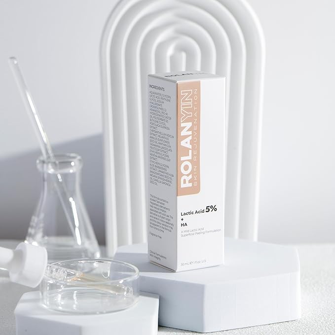 ROLANYIN Lactic Acid 5% + HA Facial Serum for Exfoliating Deep Hydration and Smoothing Skin Texture Nourishing Anti Aging Pore Minimizing Benefits Skin Care