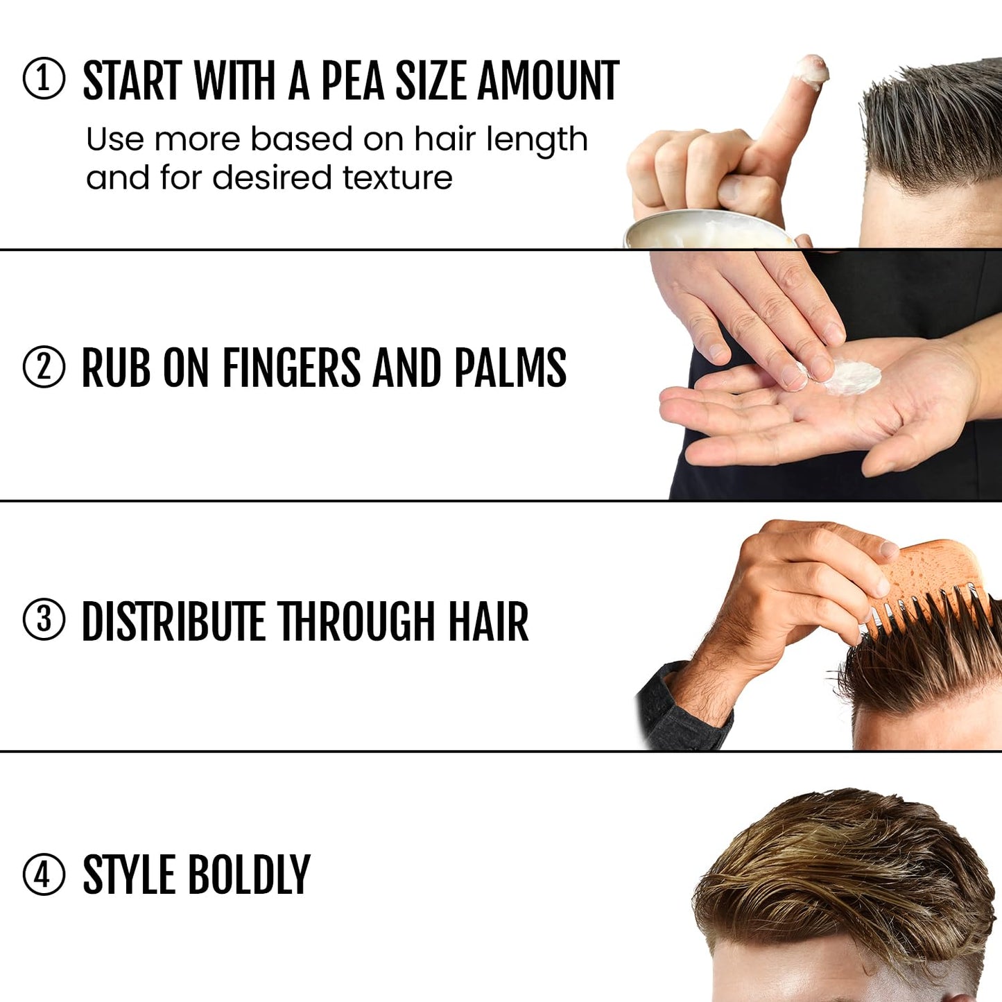 Rascal Original Edgar's Edge Grooming Cream - Hair Cream for Men with Medium Hold & Natural Shine, Mens Hair Conditioning & Styling Solution for All Hair Types, Made with Beeswax & Castor Oil - 3.4 Oz