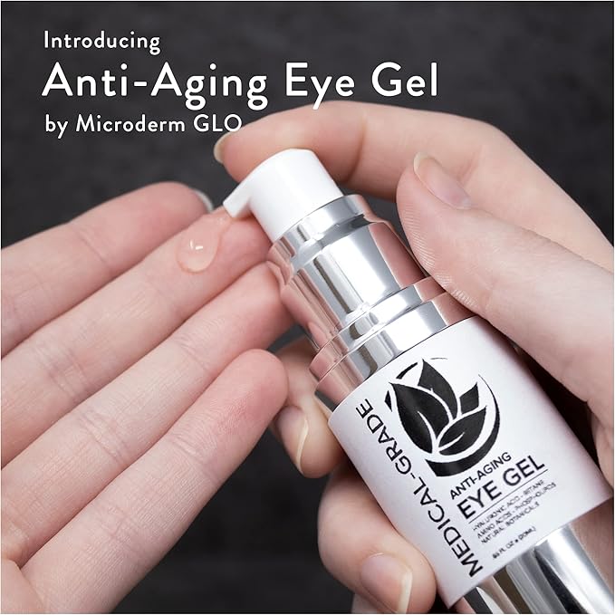 Microderm GLO - Active Anti-Aging Eye Gel, Reduces Dark Circles, Puffy Eyes, Crow's Feet and Fine Lines & Wrinkles, Packed with Hyaluronic Acid & Age Defying Botanicals, 0.5 Oz