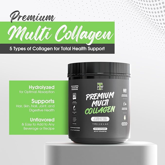 Multi Collagen Peptides Powder Unflavored - 5 Types Multi Collagen Complex (I, II, III, V, X) - Grass Fed Hydrolyzed Powder Collagen for Hair, Skin, Nails, Joints & Gut Health - 30 Servings