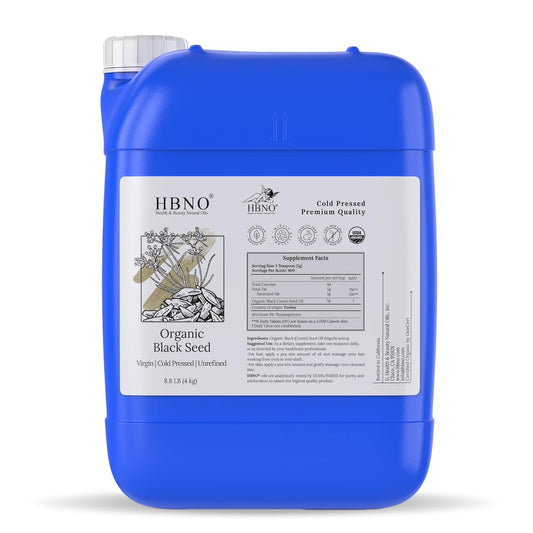 HBNO Organic Black Seed Oil - 8.8 lbs (4kg) - Ideal for Shampoos,Conditioners Soaps, Diffusers, Lotions, and Skin Care Products.