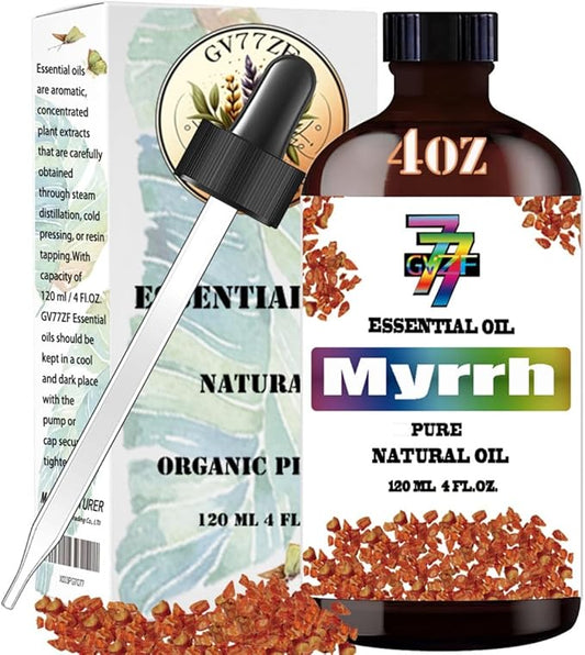 Myrrh Essential Oil (4 oz) – 100% Pure Fragrance Oil for Diffusers, Humidifiers, Relaxation, Bath, Candles, Soap Making, DIY, Home Cleaning, Gifts