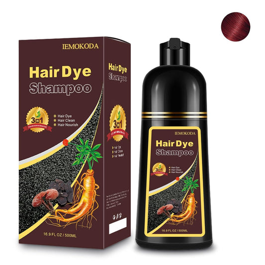 Hair Dye Shampoo 3-in-1, Instant Natural Hair Color Shampoo for Women Men Champu Para Canas Mujer Wine Red, Lasting 3-4 Weeks & Easy to Use & All Hair Types & Root Touch Up, 500ml