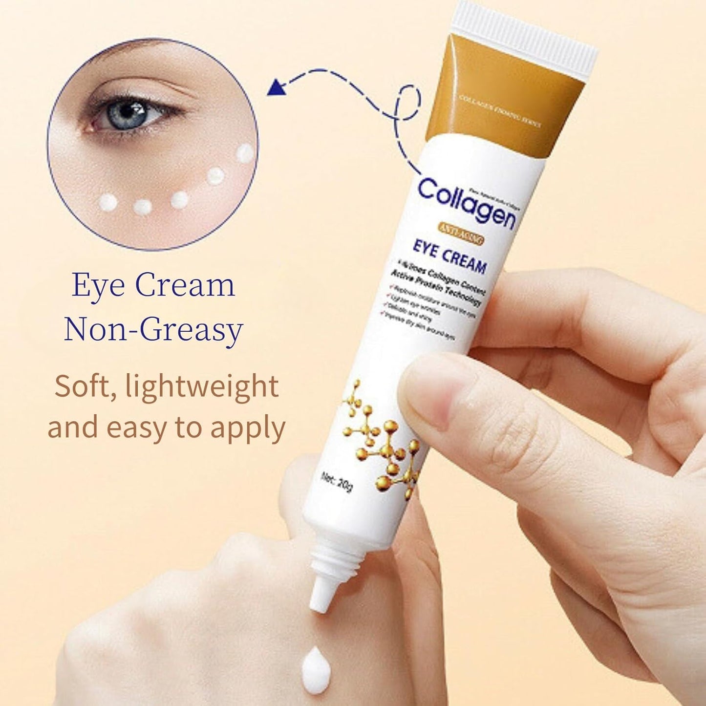 Collagen Eye Cream Anti Aging - Eye Cream for Puffiness and Bags Under Eyes - Under Eye cream for Dark Circles - Moisturizing Eye Serum - Eye Bags Treatment for Women - Firming Eye Treatment Products