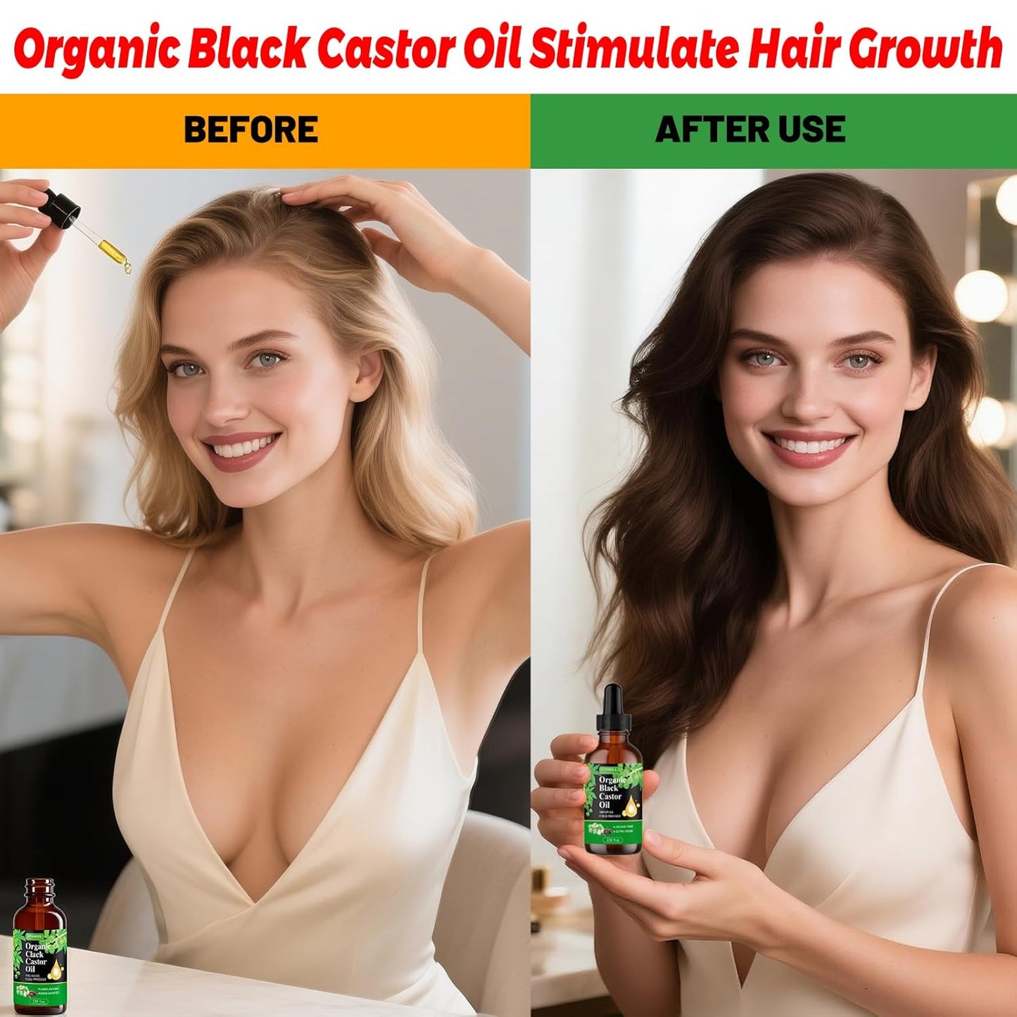 Organic Black Castor Oil,100% Pure Natural ,Cold Pressed, Glass Bottles, Hair,Eyebrow Care, Skin Care, Castor Oil for Body & Carrier Oil