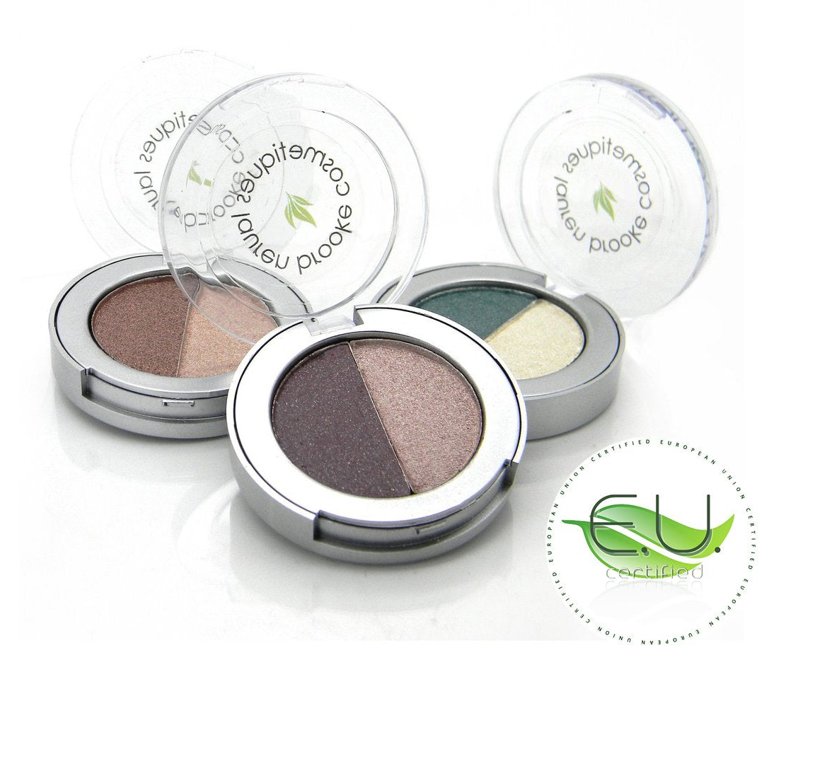 Lauren Brooke Cosmetiques Pressed Eyeshadow Duo, Natural, Organic Makeup (Chestnut/Vanilla Creme)