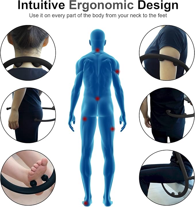 Massage Trigger Point Cane, Muscle Release Tool Self Massage Hook Cane, Handheld Back, Neck, Shoulder, Leg and Feet Massager Rod, Body Deep Tissue for Men & Women, Black