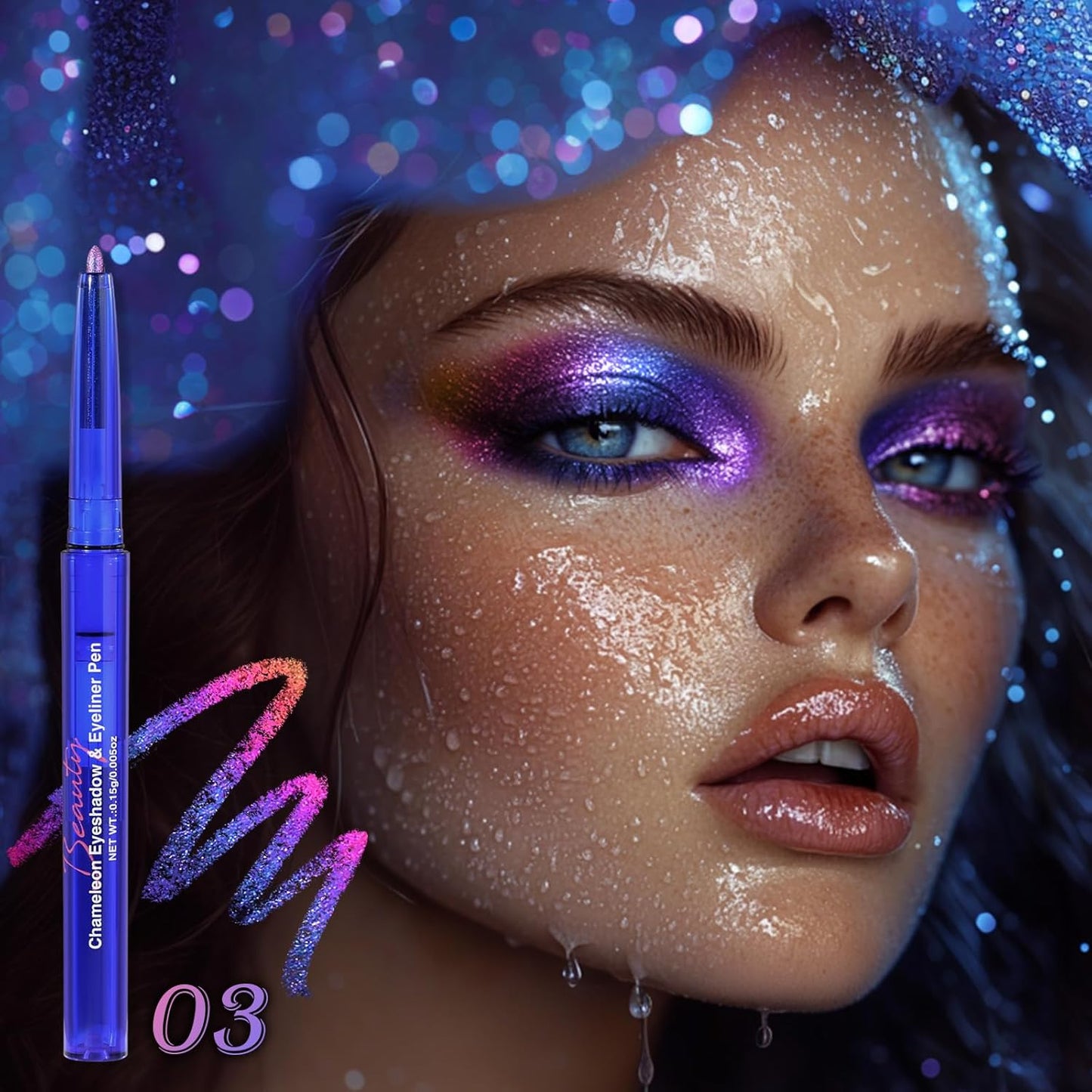 UCANBE Chameleon Eyeshadow & Eyeliner Gel Pencil-Multichrome Shifting Colors Metallic Glitter Eye Makeup,Waterproof Long-Lasting Smudge-Proof Multi-Dimensional Color (Periwinkle Blue to Deep Amethyst)
