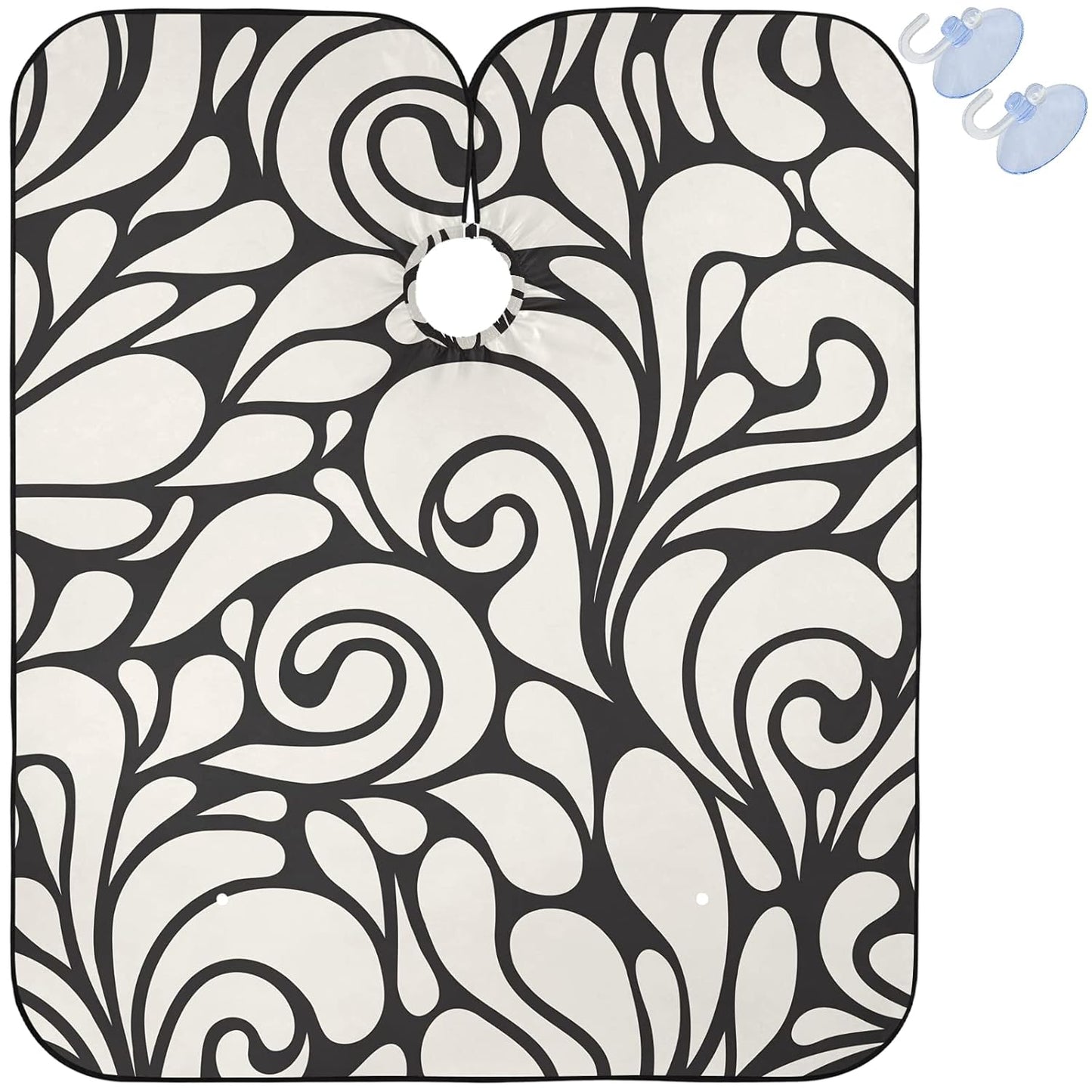 visesunny Barber Cape Black Background Pattern2 Polyester Hair Cutting Salon Cape Apron Anti-Static Haircut Water-Resistant Shaving Cloth Beard Shaving Bib Hairdressing Cape