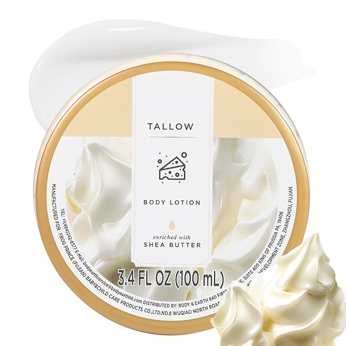 Tallow Lotion, Beef Tallow for Skin Face, Travel Size Body Lotion for Women and Men Dry Skin, Deep Moisturizing and Hydrating with Natural Shea Butter, Smell Good, 100ml(3.4floz)