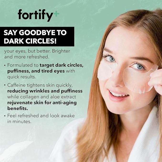 Fortify 9-in-1 Korean Under Eye Pads with Zeolite - Anti Dark Circles & Puffy Eyes Treatment, Dermatologist Tested - 20 Pairs (4 Pack)