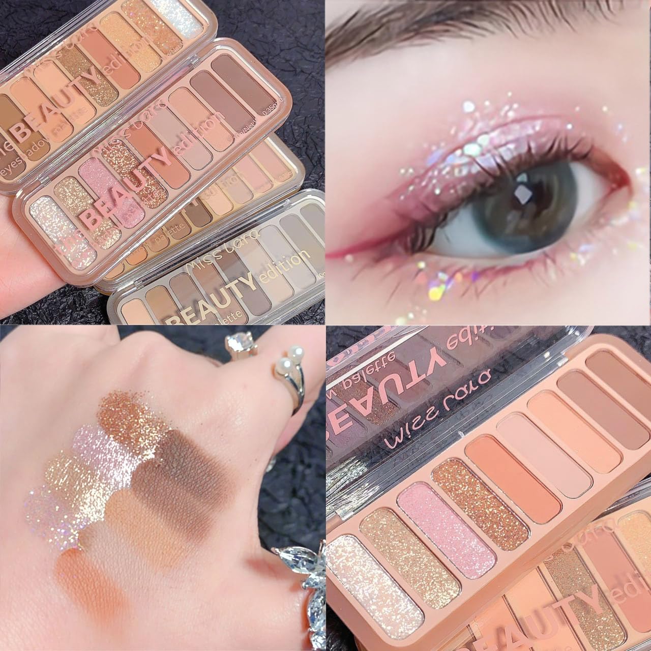 Mini Eyeshadow Palette，9 Colors Neutral Nude Matte Shimmer Glitter Eye Shadow Pallet High Pigmented Ultra-Blendable Naturing-Looking Waterproof Long Lasting Makeup Palette