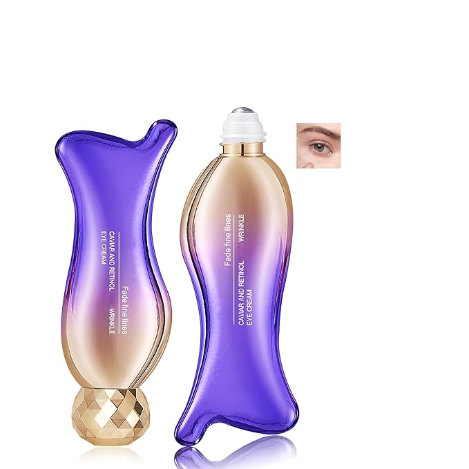 Caviar+Retinol Eye Cream for Wrinkles, 360° Massage Under Eye Cream Face and Eye Serum Firming and Lifting, Instant Hydrating, Deep Moisturizing for Dark Circles Puffiness Fine Lines, Bags