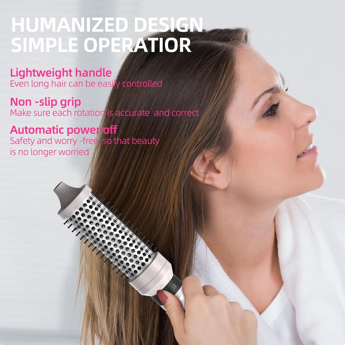 K&K 3 in 1 Ionic Heated Round Curling Brush Set, Ceramic Thermal Hair Styling Tool with Temperature Control for Volume and Smoothing (Silver)