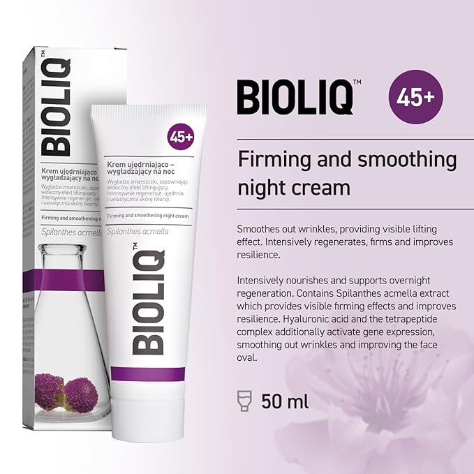 45+ Firming and Smoothing Night Cream - Regeneration, Wrinkle Smoothing, Lifting Effect with Spilanthes Acmella, Hyaluronic Acid - 50 ml