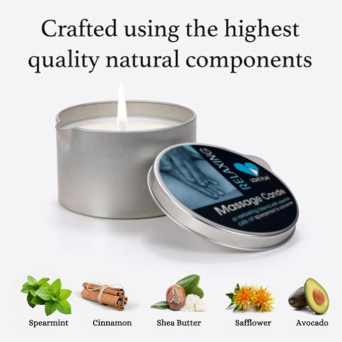 LOVE PLAY Relaxing Massage Oil Candle - Moisturizing Body Oil Candle for Couples and Home Spa - Luxurious & Hydrating Skin Care Body Massage Oils - Vegan (6.76oz)