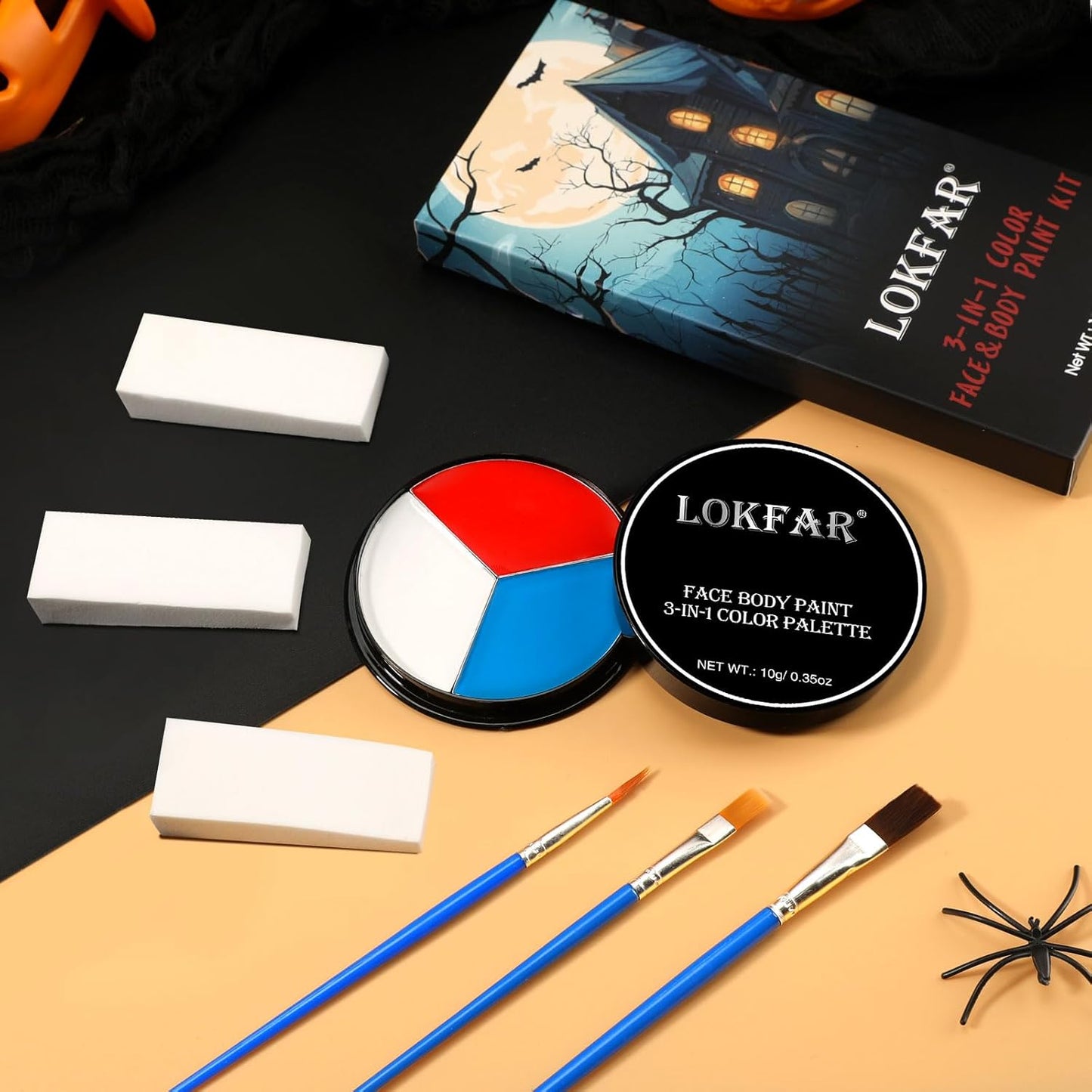 Red White and Blue Face Body Paint, Patriotic 4th/Fourth of July USA Themed Accessories for Women, Baseball Softball Eye-Black Sport, Halloween Face Make-up Kit for American Flag Clown Joker Costume