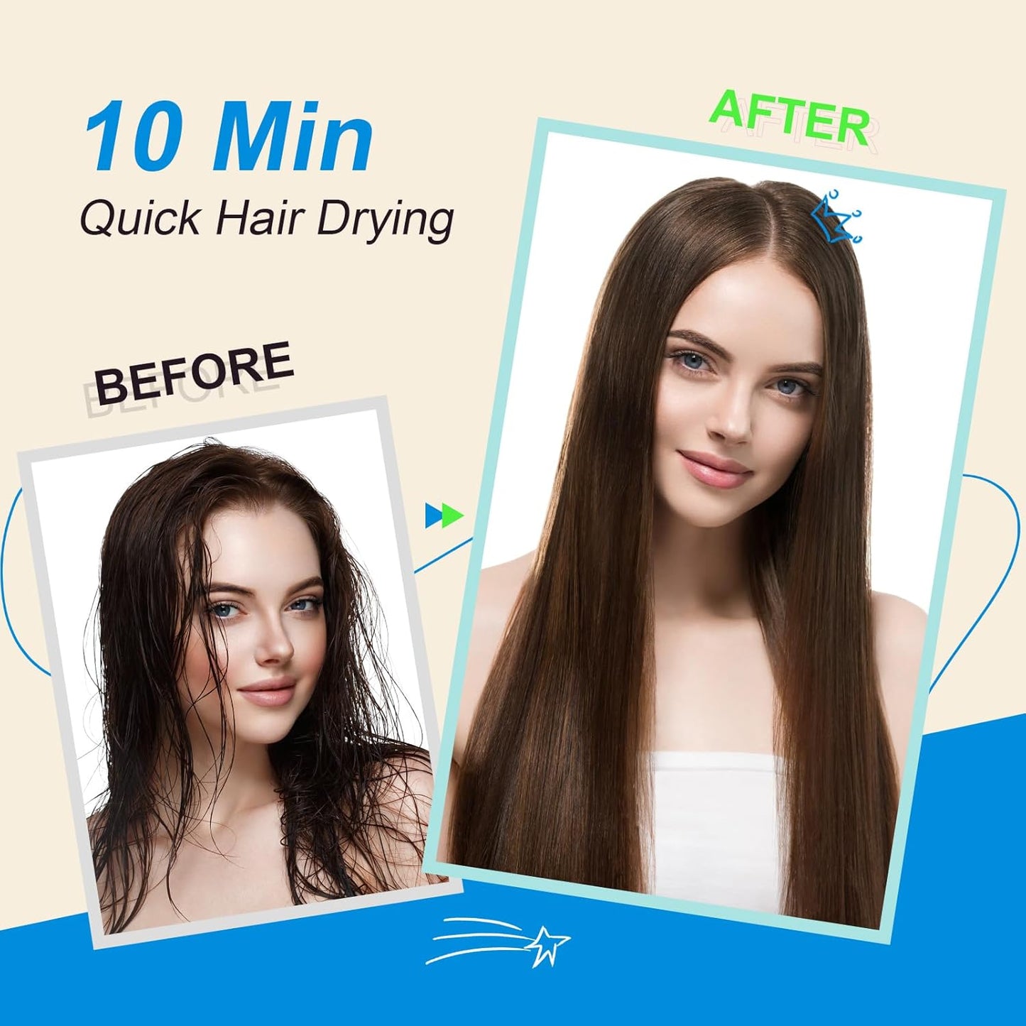 Travel Size Hair Dryer Dual Voltage Hair Styler, 110-240V 2 Inch Oval Jet Brush, Blow Dryer with Universal Adapter for Worldwide Use