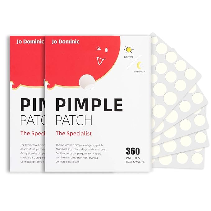 2 PACK 360 Counts Pimple Patches for Face, 4 Size Acne Patches, Hydrocolloid Patches for Covering Zits and Blemishes, Spot Stickers with Salicylic Acid, Tea Tree Oil & Centella