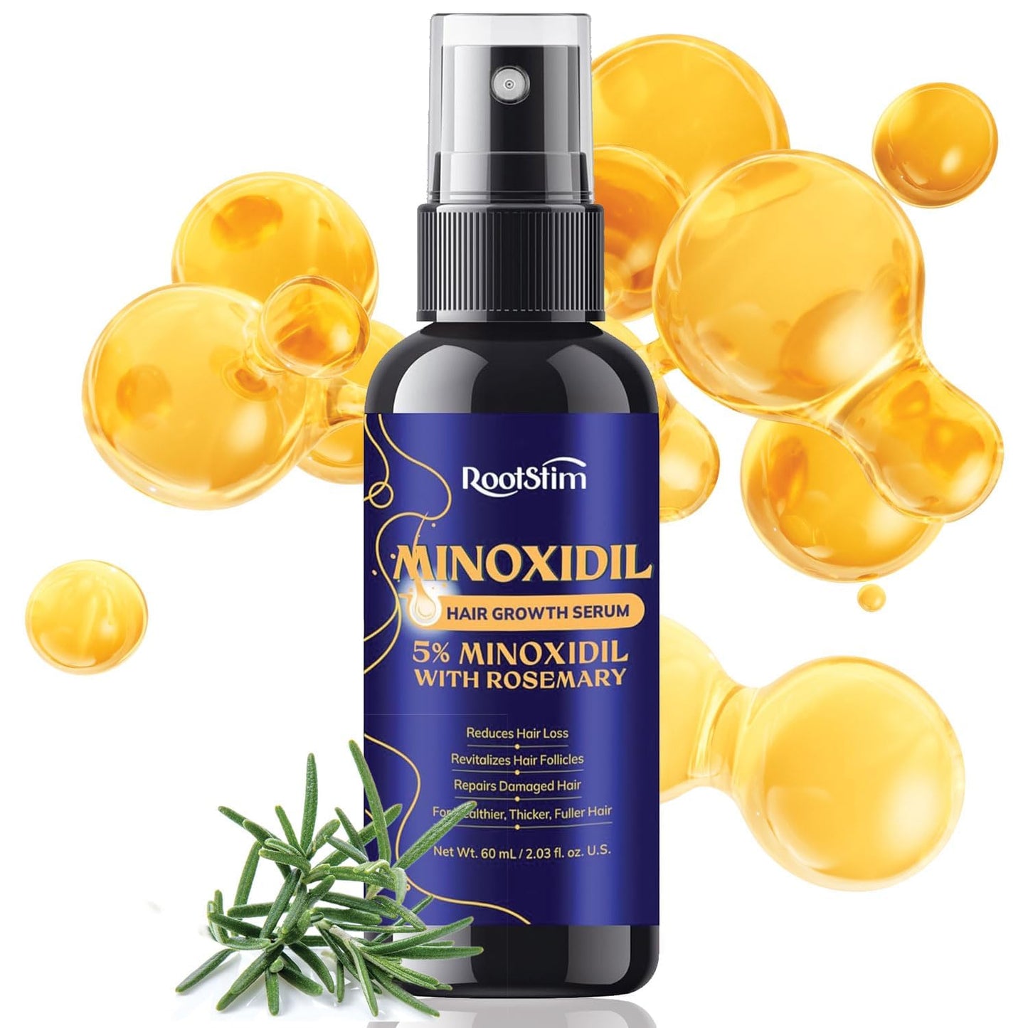 5% Minoxidil Hair Growth for Men and Women: Extra Strength Minoxidil Hair Loss Treatment Serum with Rosemary for Faster Stronger Thicker Hair Growth 2 FL OZ