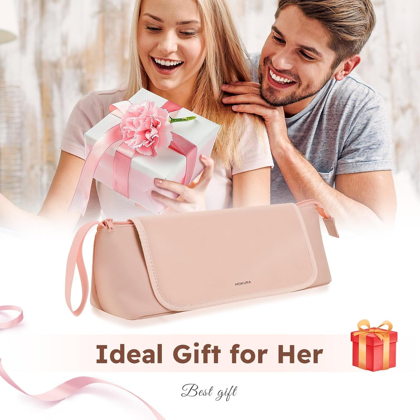 MOKURA Hot Hair Tools Travel Bag with Heat Resistant Mat, Women Hair Accessories Organizer Case, Storage Pouch for Curling Iron Straightener Flat Iron, Stocking Stuffers for Women, Gifts for Mom, Pink