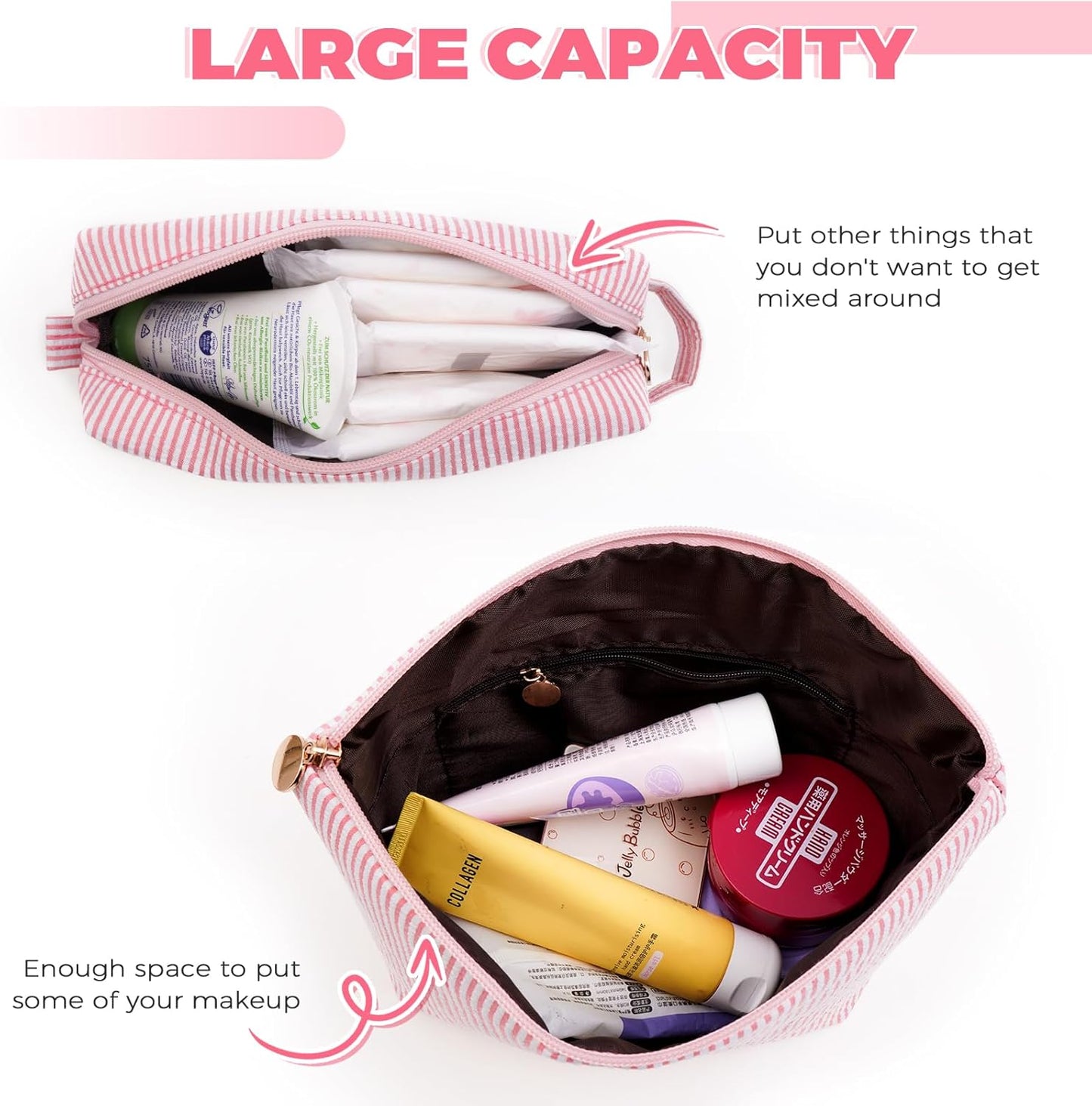 Monogrammed Gifts for Women - Cosmetic Bag for Teen,Initial Cute Makeup Bag Set for Women,Trendy Pouch for Niece Sister Friend Female Her,Birthday Gifts for Daughter - Peach,H