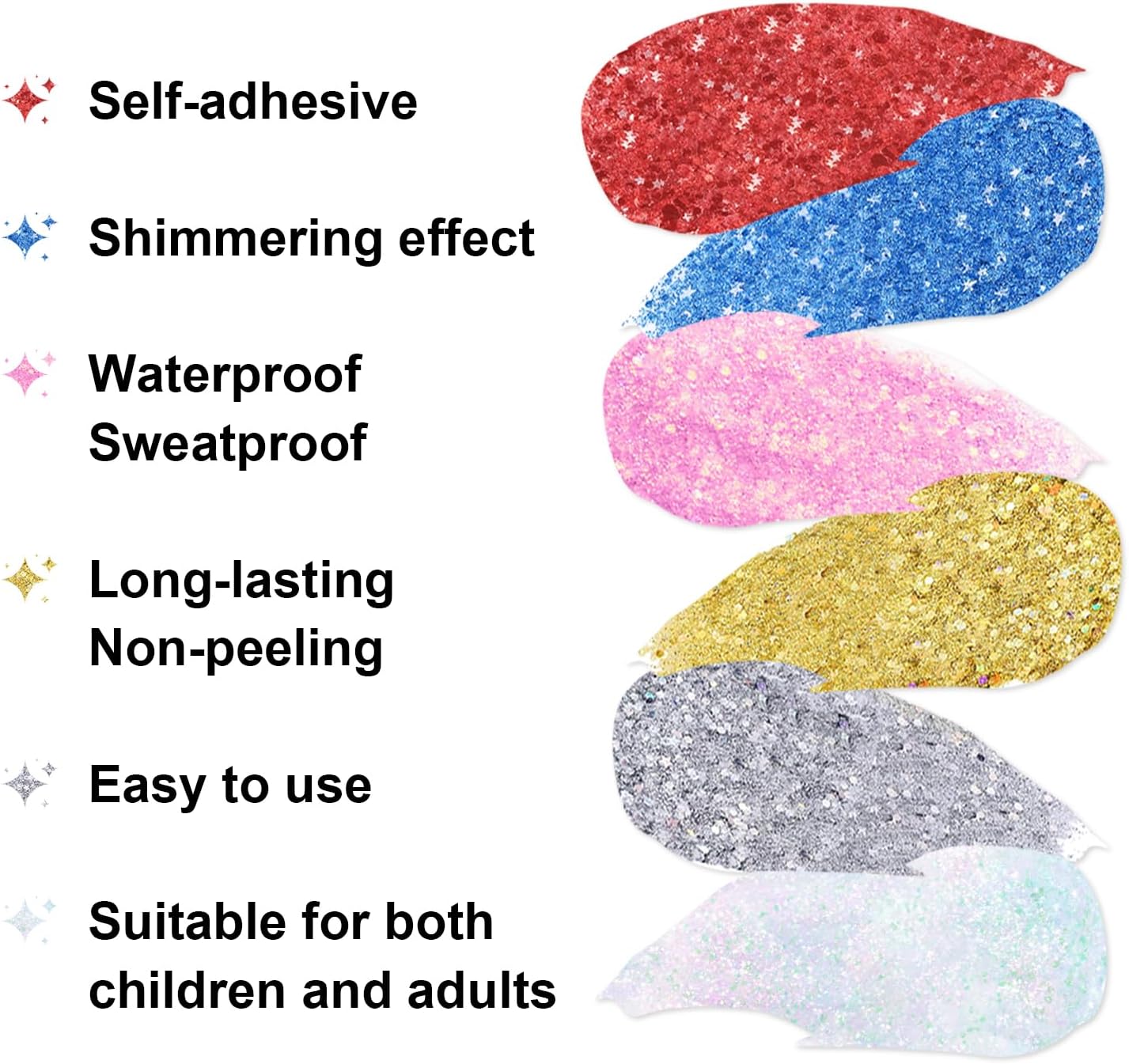 Red Body Glitter Stick, Halloween Face Glitter Makeup,Holographic Hair Glitters Mermaid Makeup Rave Outfits for Women, Shimmer Face Paint Stick for Christmas (Red)