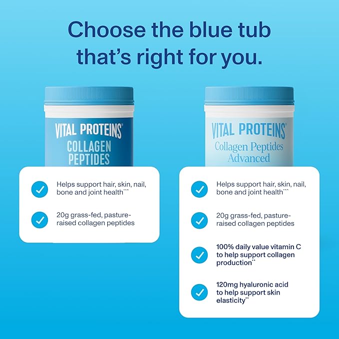 Vital Proteins Collagen Peptides Powder - Supports Hair, Nail, Skin, Bone & Joint Health, Unflavored, Collagen Protein 9.33 OZ