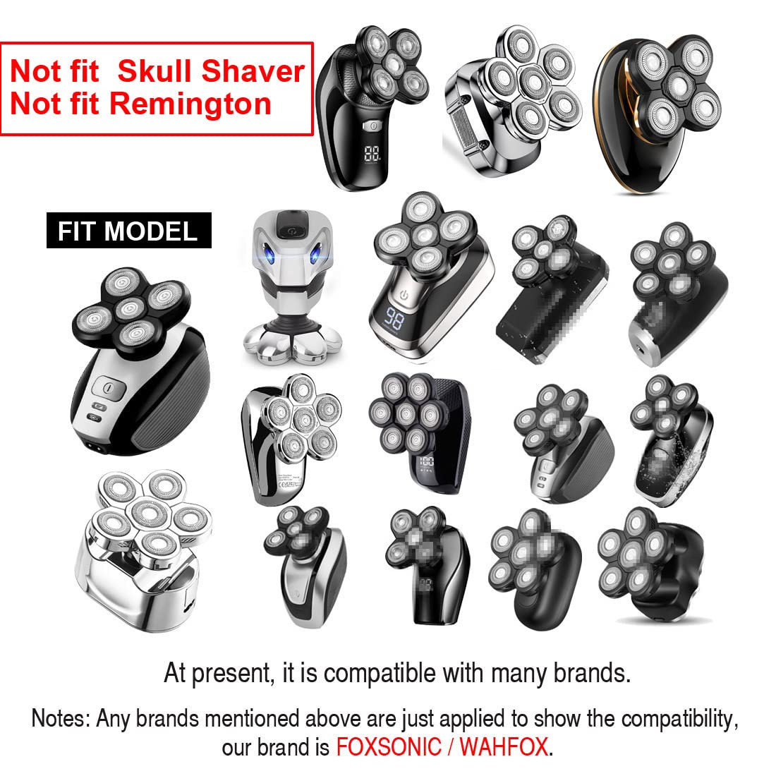 Universal Magnetic 7 Blades Head Shaver Replacement Blades Compatible with Wyklaus SHPAVVER Head Shaver and Other Brands Head Shaver (CX7 BLACK)