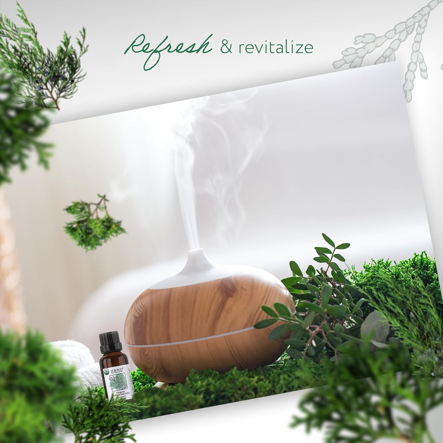 HBNO California Bottled Organic Cedarwood Essential Oil 1 fl oz (30ml) - USDA Certified Organic Cedarwood Essential Oil for Aromatherapy, Soap Making, DIY, Fragrances, Diffuser