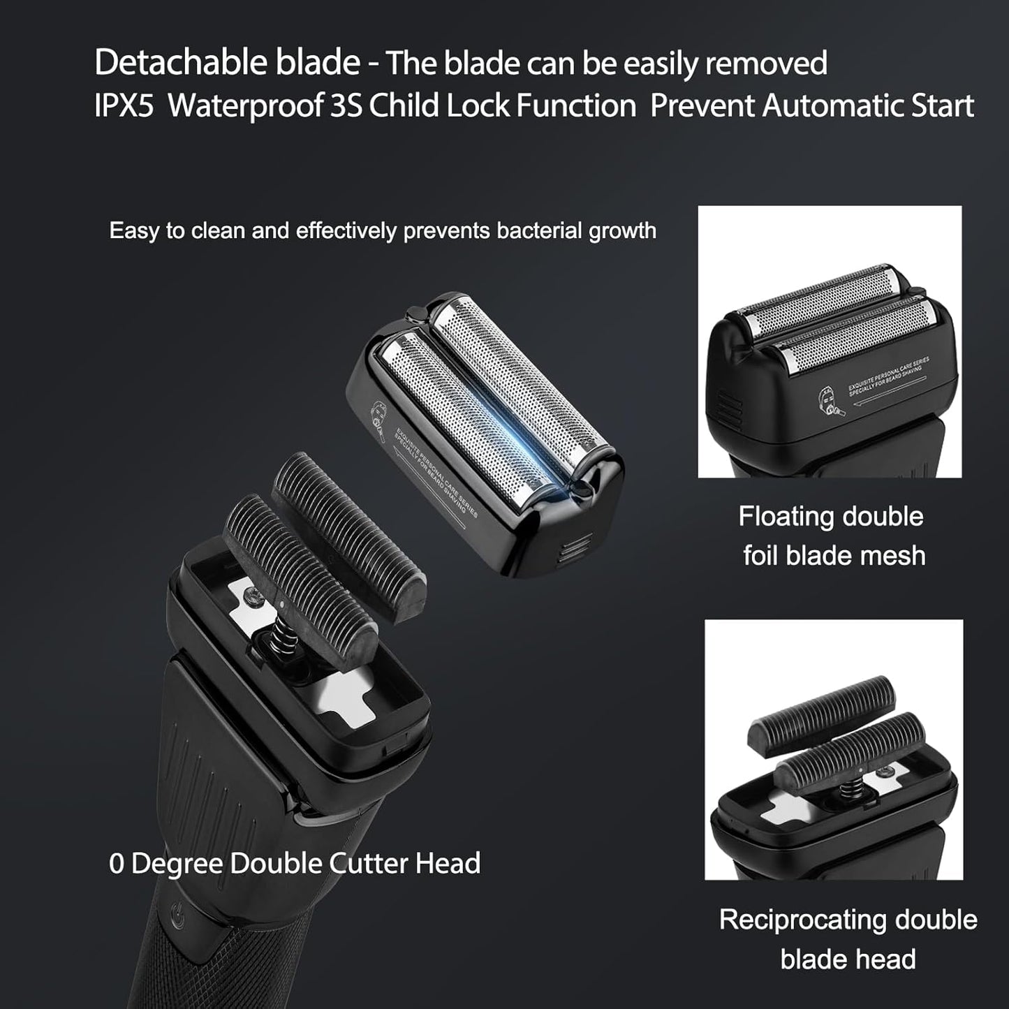 Professional Hair Clippers for Men - Cordless Beard Trimmer Electric Razor Foil Shavers, Barber Clippers Hair Trimmer Rechargeable Hair Grooming Kit, LCD Display, Gifts for Men (Black)